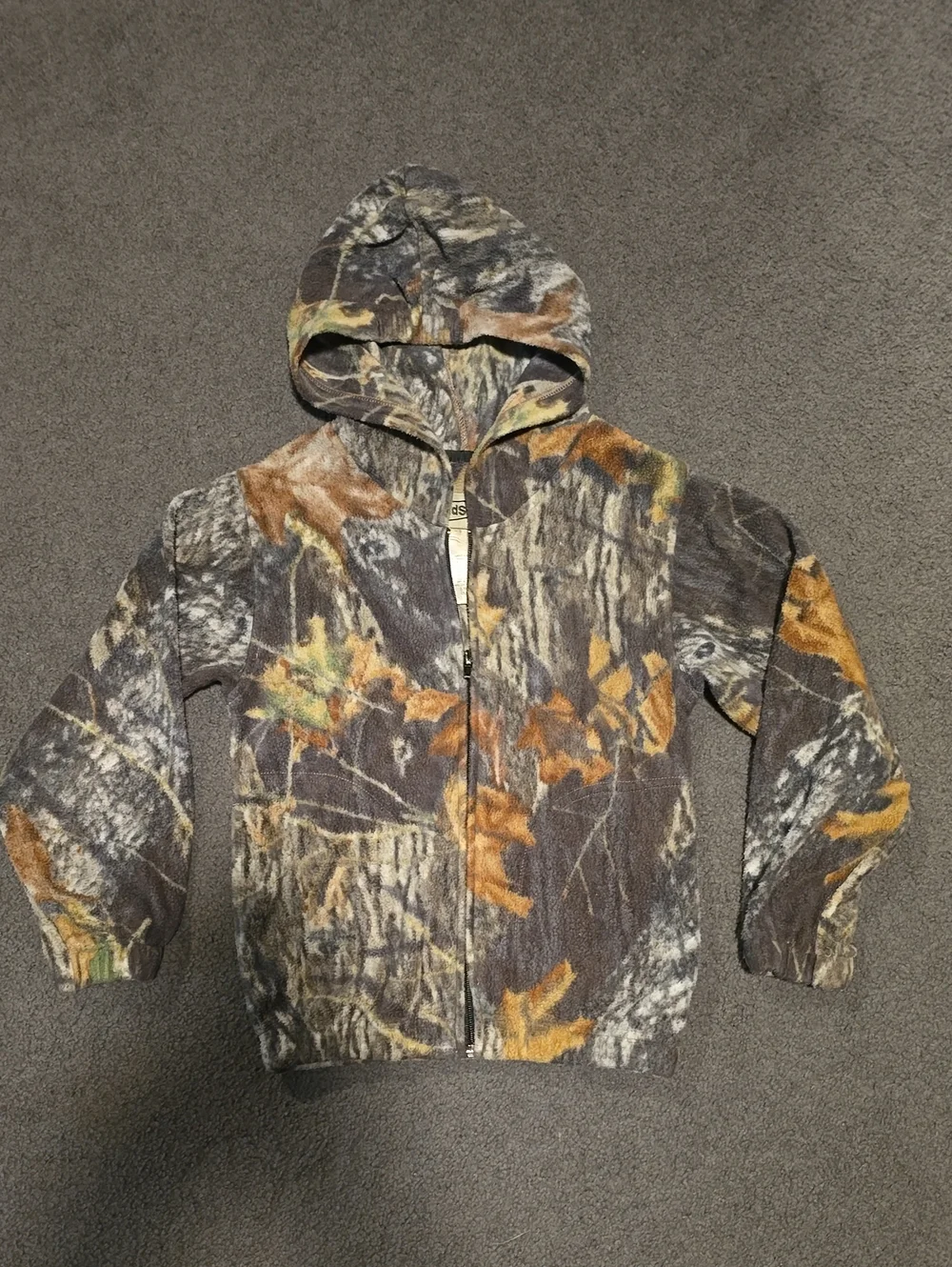 Kids Camo Hooded Zip Jacket - Gray & Brown Camouflage
